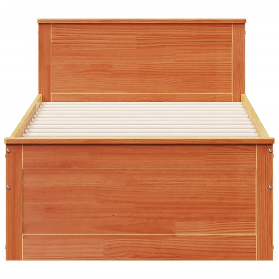 Cadre de lit sans matelas avec tête de lit 100x200 cm bois pin - 4