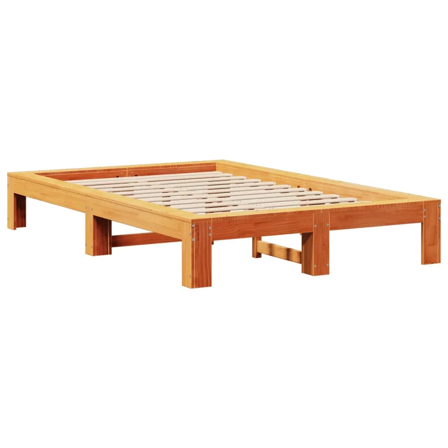 Cadre de lit sans matelas cire marron 120x190cm bois pin massif - 3