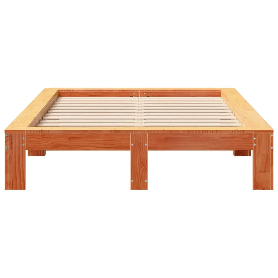 Cadre de lit sans matelas cire marron 120x190cm bois pin massif - 4