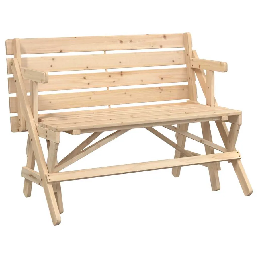Table de pique-nique avec bancs sapin massif 2 en 1 convertible - 8