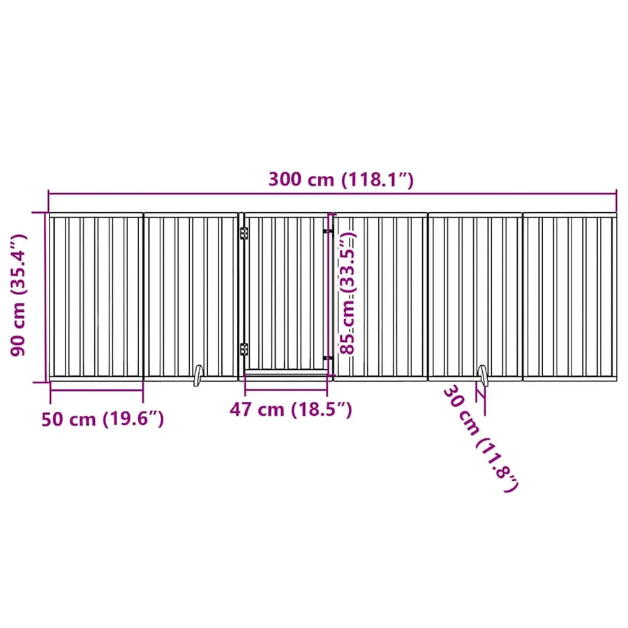 Porte pour chien pliable à 6 panneaux, marron, 300 cm, bois de peuplier - 11