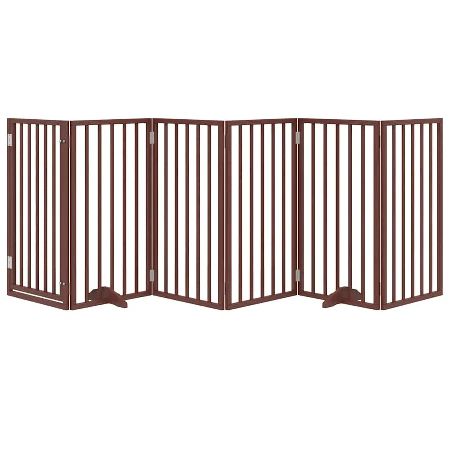 Porte pour chien pliable à 6 panneaux, marron, 300 cm, bois de peuplier - 3