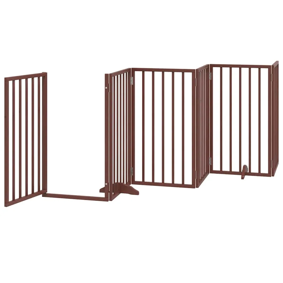 Porte pour chien pliable à 6 panneaux, marron, 300 cm, bois de peuplier - 4