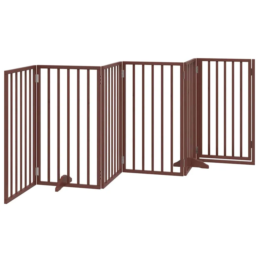 Porte pour chien pliable à 6 panneaux, marron, 300 cm, bois de peuplier - 6