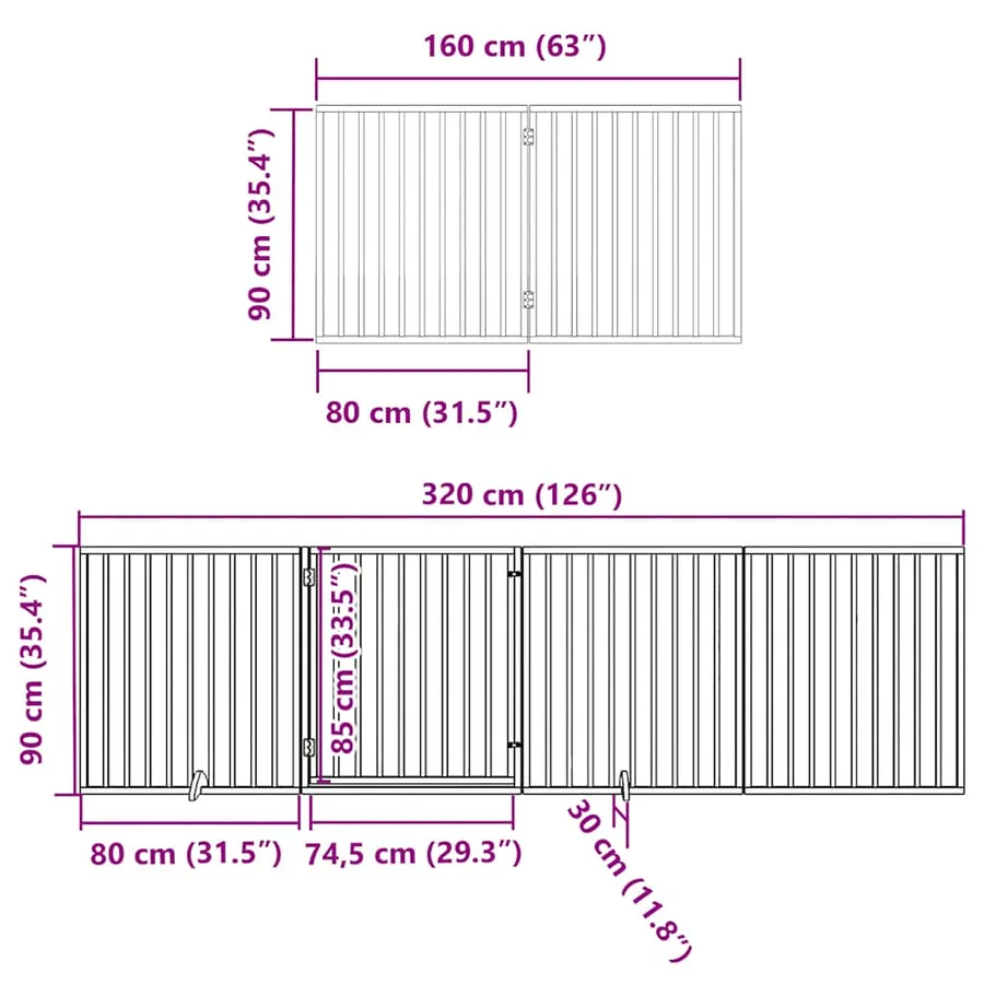 Barrière pour chien porte pliable 6panneaux blanc bois peuplier - 11