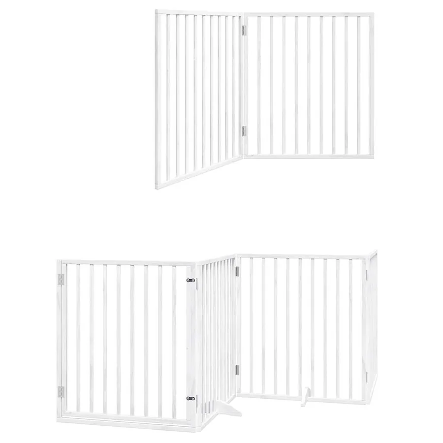 Barrière pour chien porte pliable 6panneaux blanc bois peuplier - 12