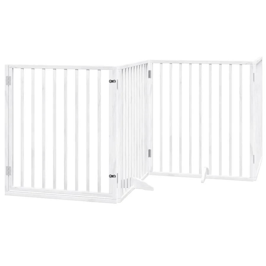 Barrière pour chien porte pliable 6panneaux blanc bois peuplier - 3
