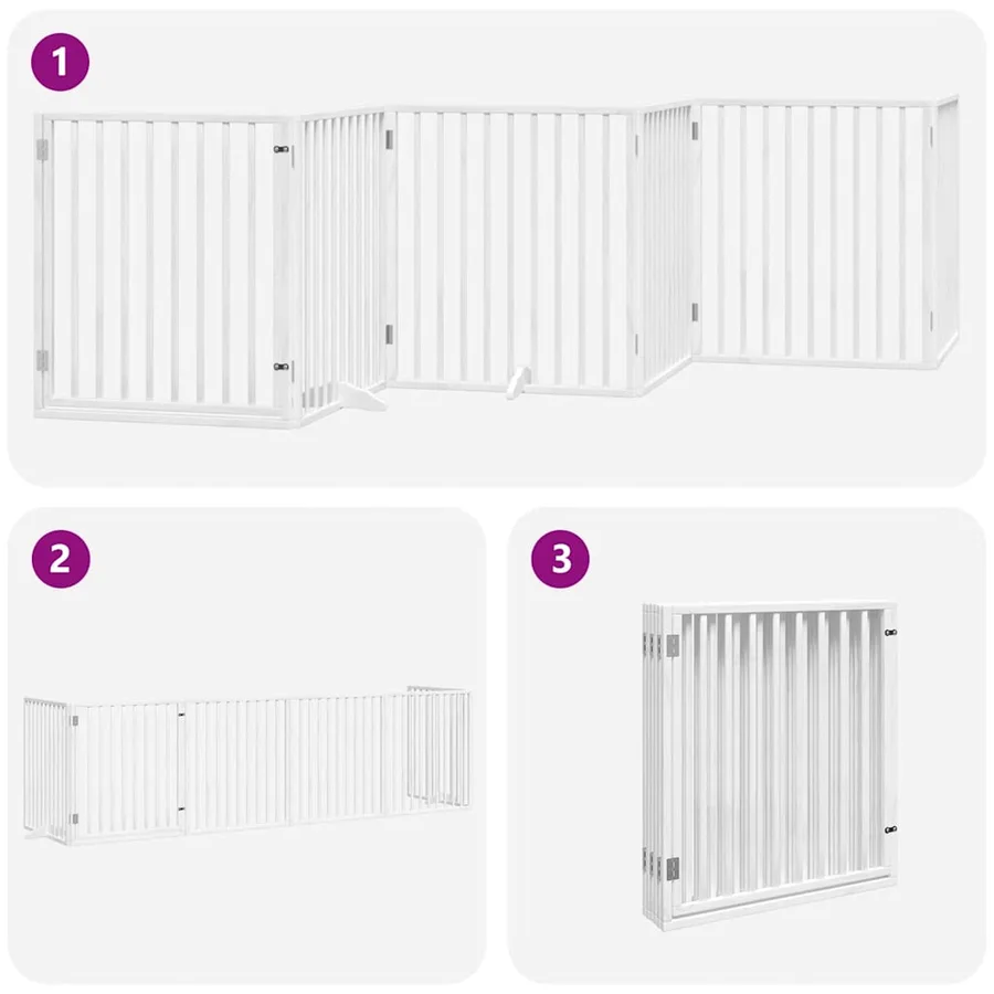 Barrière pour chien porte pliable 6panneaux blanc bois peuplier - 5