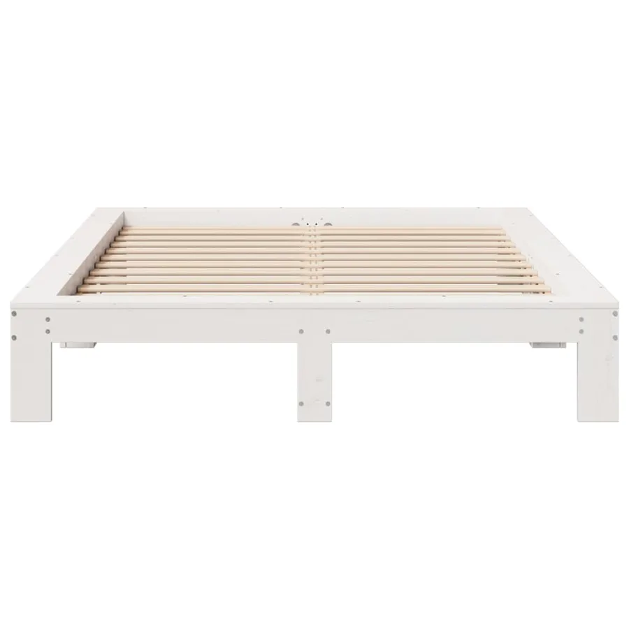 Cadre de lit sans matelas blanc 160x200 cm bois de pin massif - 4
