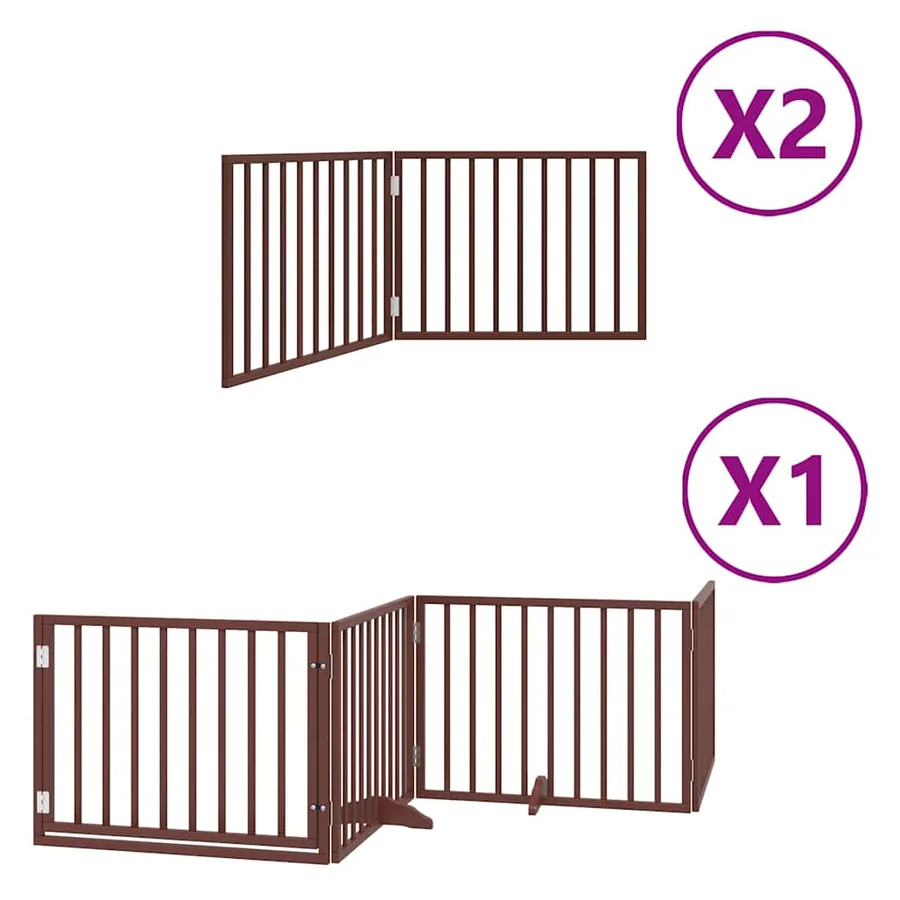 Barrière pour chien porte pliable 8 panneaux bois de peuplier - 2