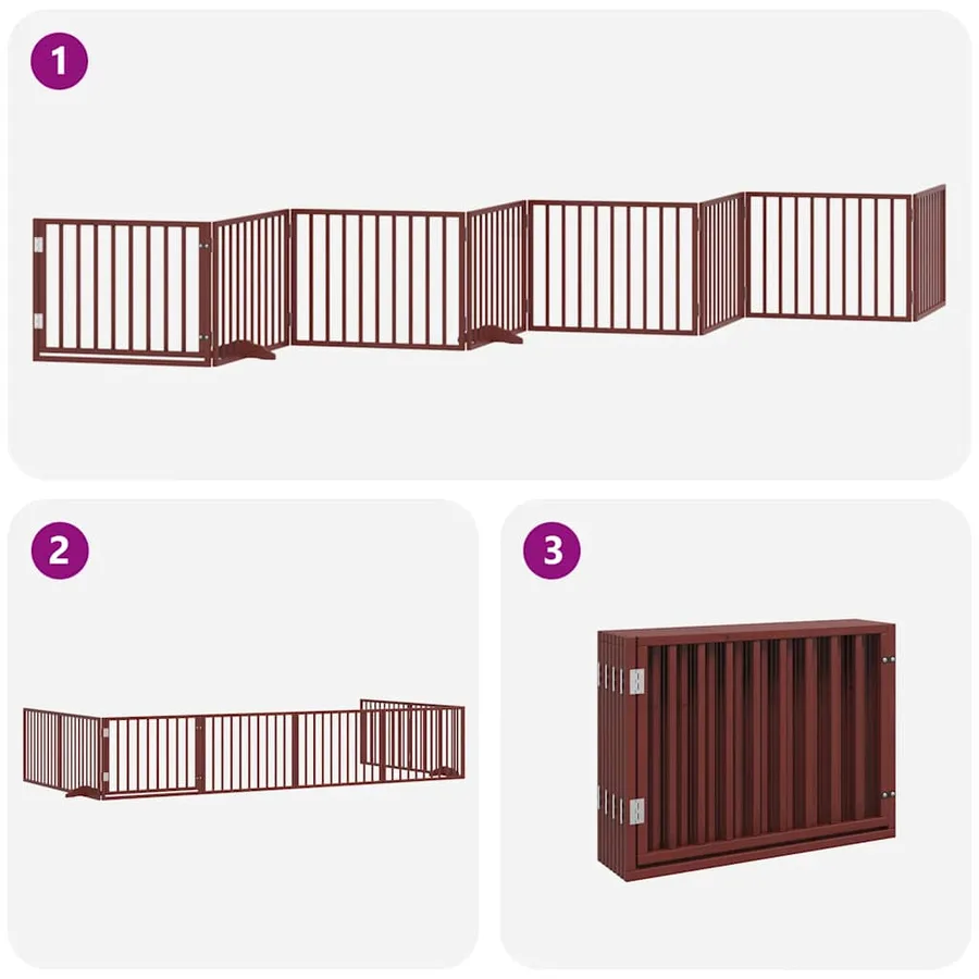 Barrière pour chien porte pliable 8 panneaux bois de peuplier - 5