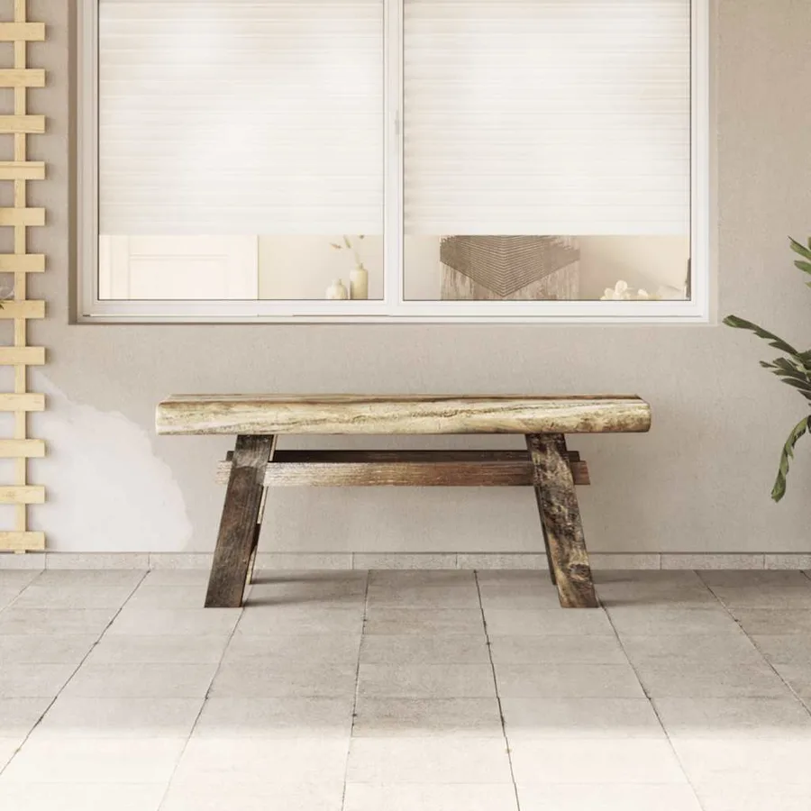 Banc bois de récupération mélangé et teck massif 100x28x43 cm - 2