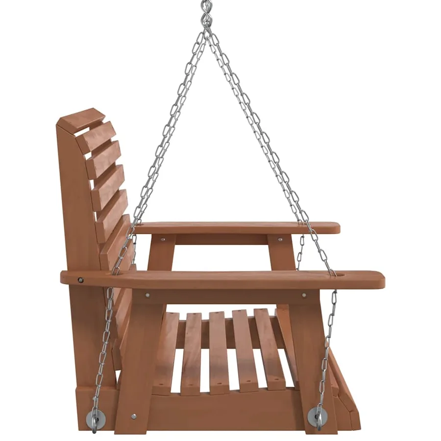 Chaise balançoire de jardin chaînes en métal bois massif sapin - 5