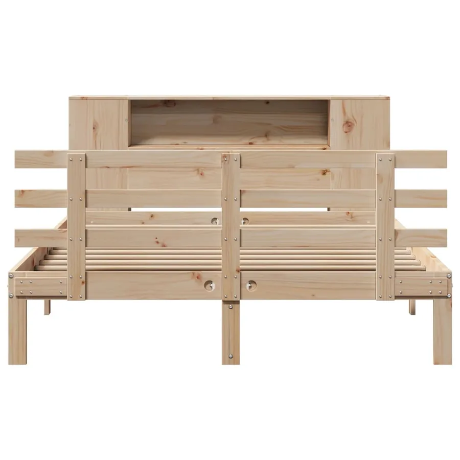 Lit bibliothèque sans matelas 150x200 cm bois massif de pin - 4