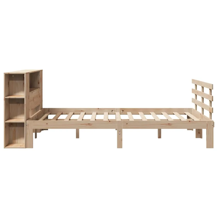 Lit bibliothèque sans matelas 150x200 cm bois massif de pin - 5