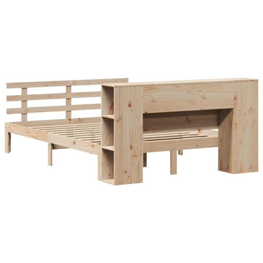 Lit bibliothèque sans matelas 150x200 cm bois massif de pin - 6