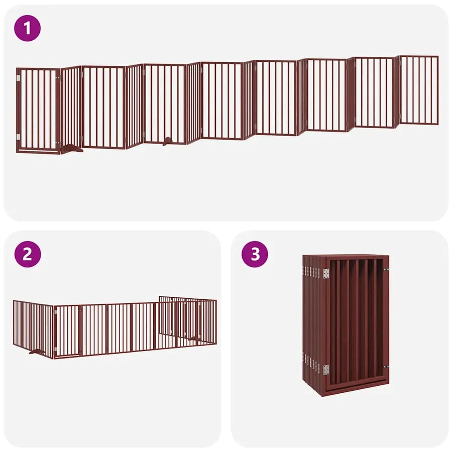 Barrière pour chien porte pliable 15 panneaux bois de peuplier - 5
