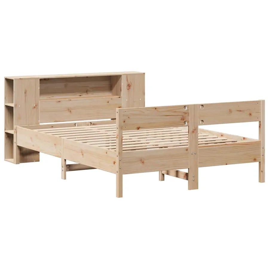 Lit bibliothèque sans matelas 150x200 cm bois massif de pin - 3