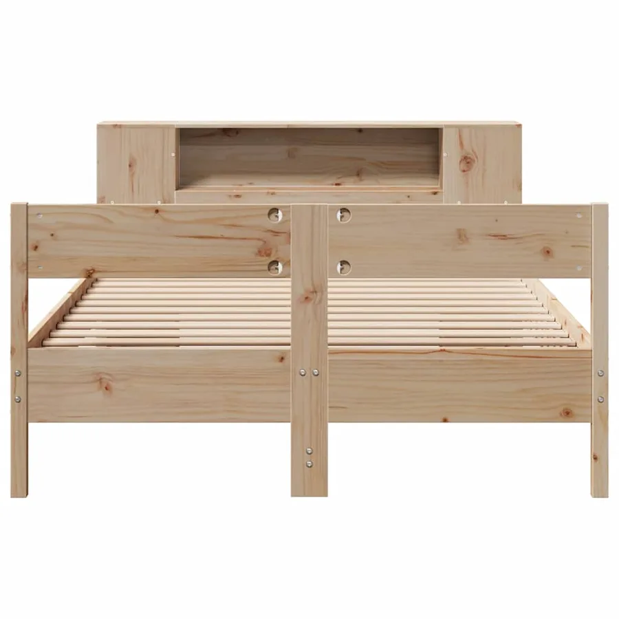 Lit bibliothèque sans matelas 150x200 cm bois massif de pin - 4