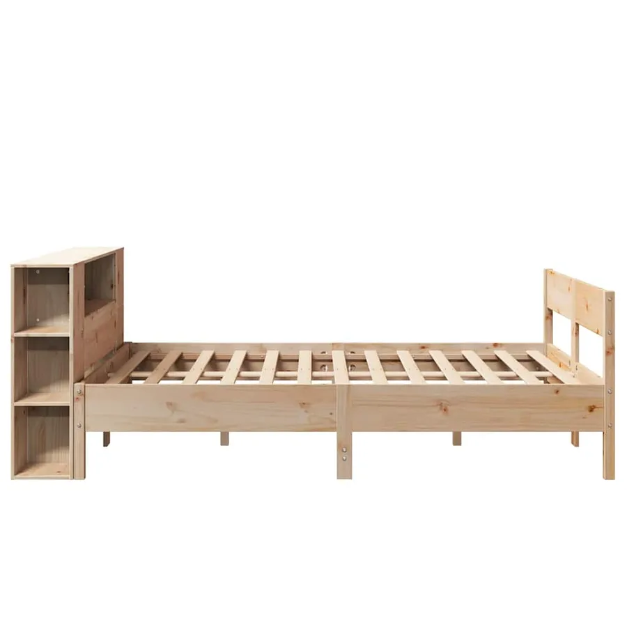 Lit bibliothèque sans matelas 150x200 cm bois massif de pin - 5