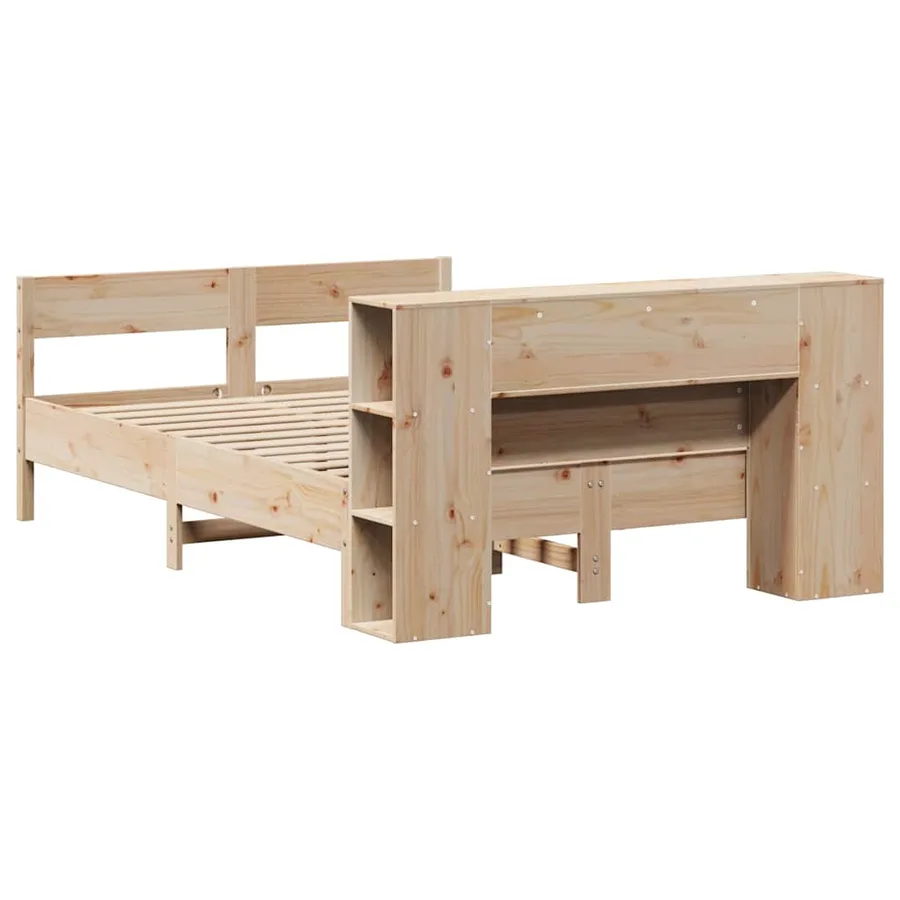 Lit bibliothèque sans matelas 150x200 cm bois massif de pin - 6