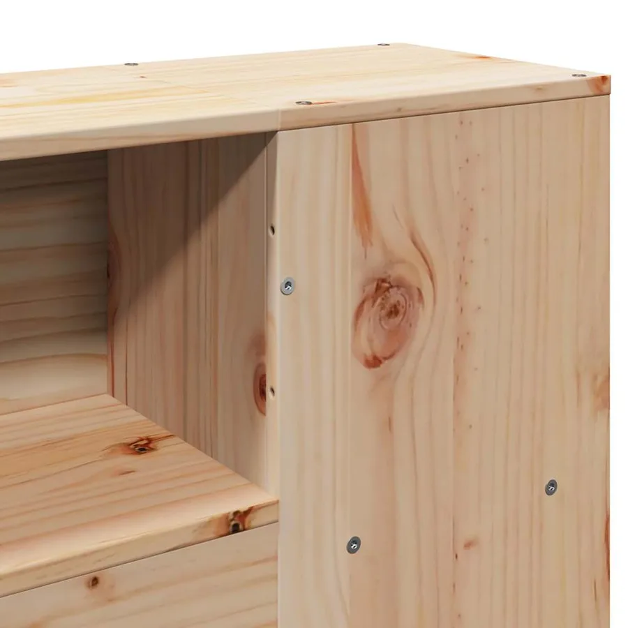 Lit bibliothèque sans matelas 150x200 cm bois massif de pin - 9