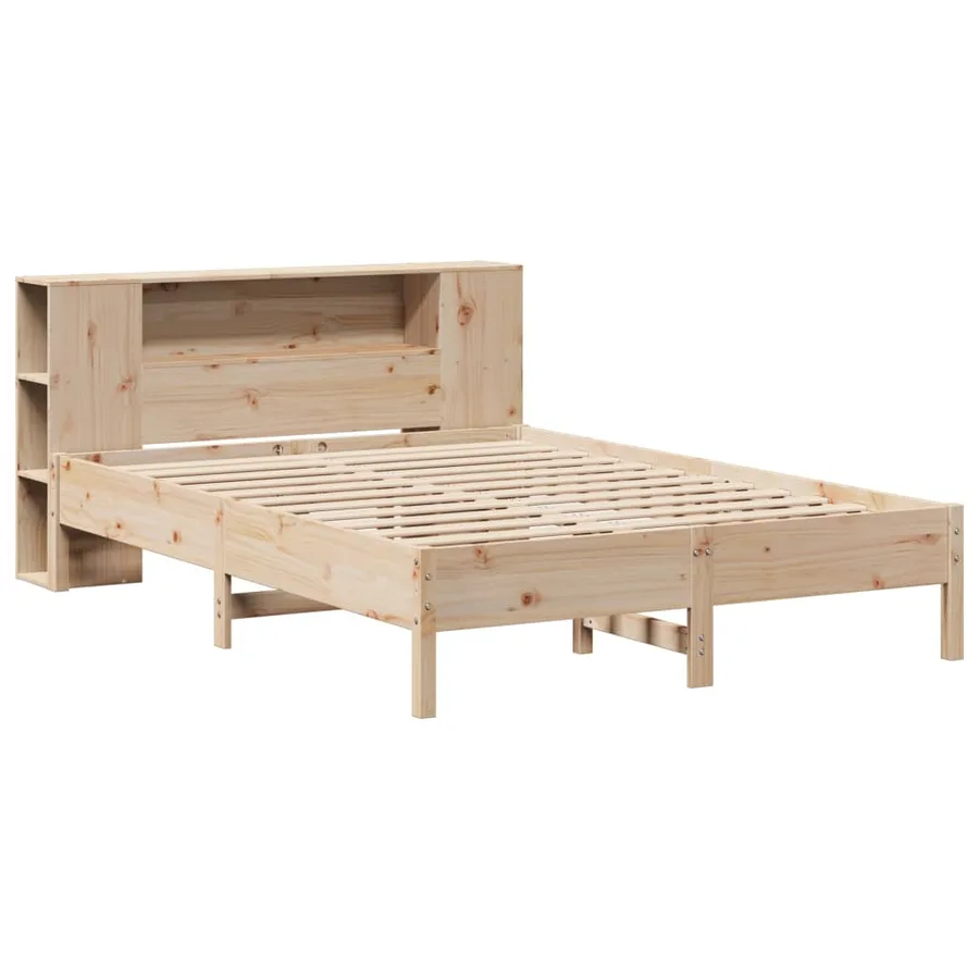 Lit bibliothèque sans matelas 150x200 cm bois massif de pin - 3