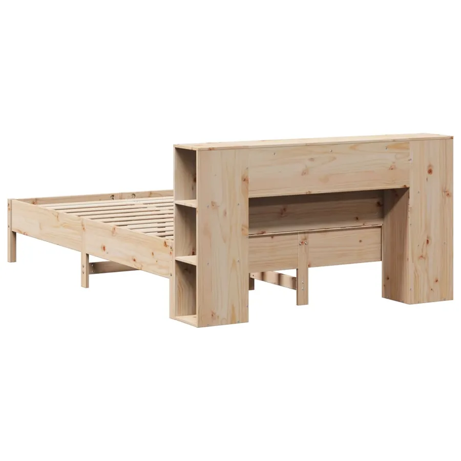 Lit bibliothèque sans matelas 150x200 cm bois massif de pin - 6