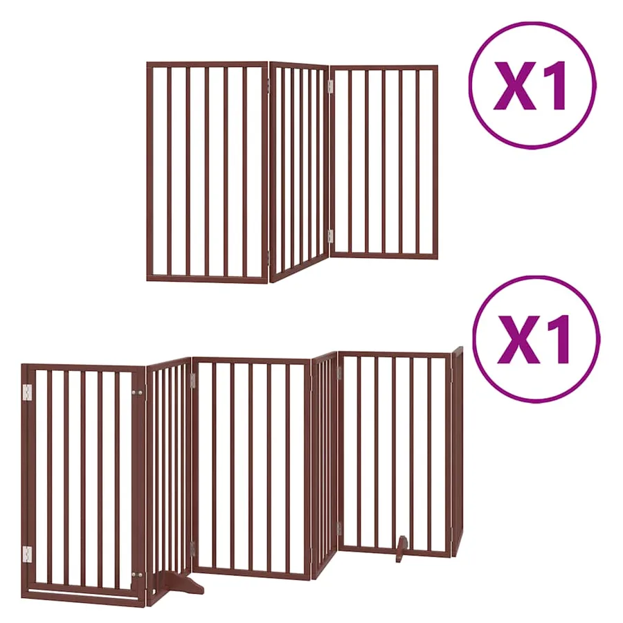 Barrière pour chien porte pliable 9 panneaux bois de peuplier - 2