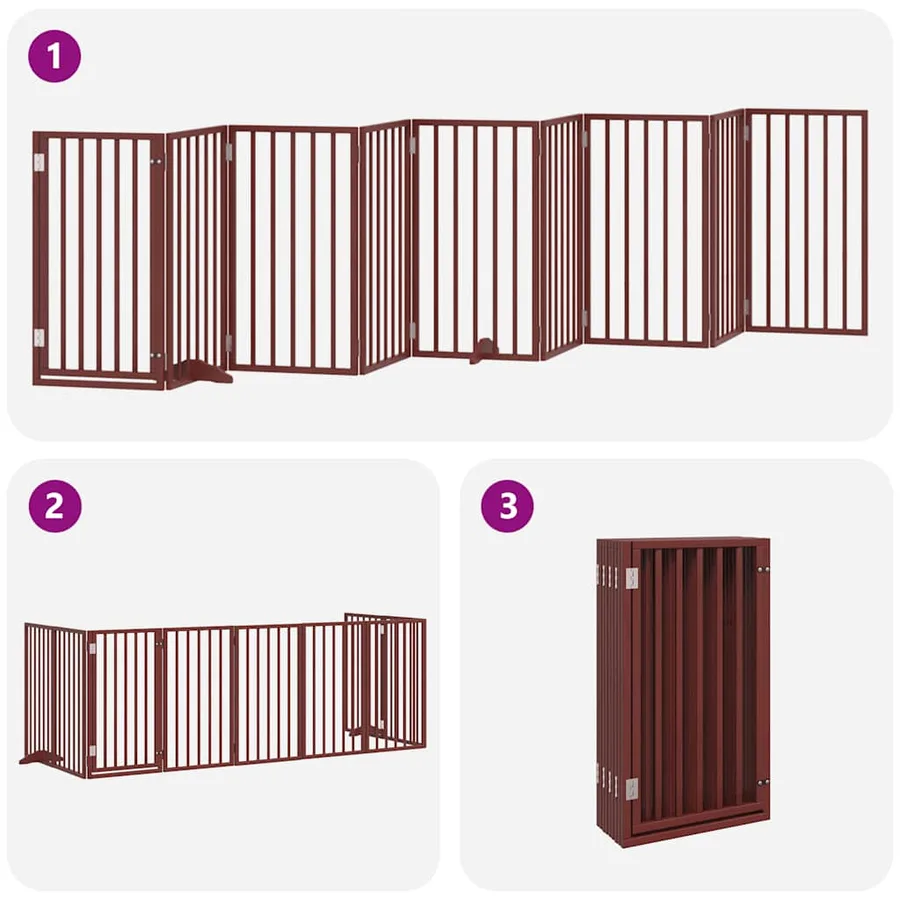 Barrière pour chien porte pliable 9 panneaux bois de peuplier - 5