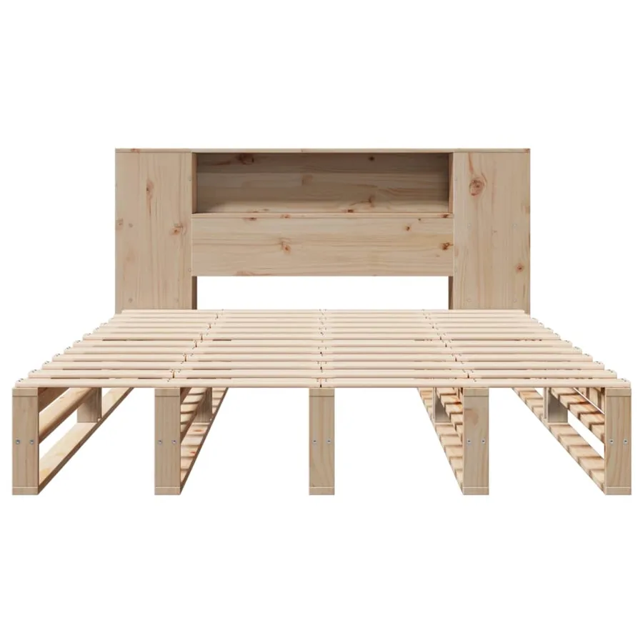Lit bibliothèque sans matelas 150x200 cm bois massif - 5