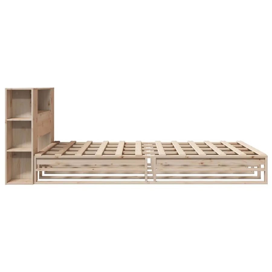 Lit bibliothèque sans matelas 150x200 cm bois massif - 7