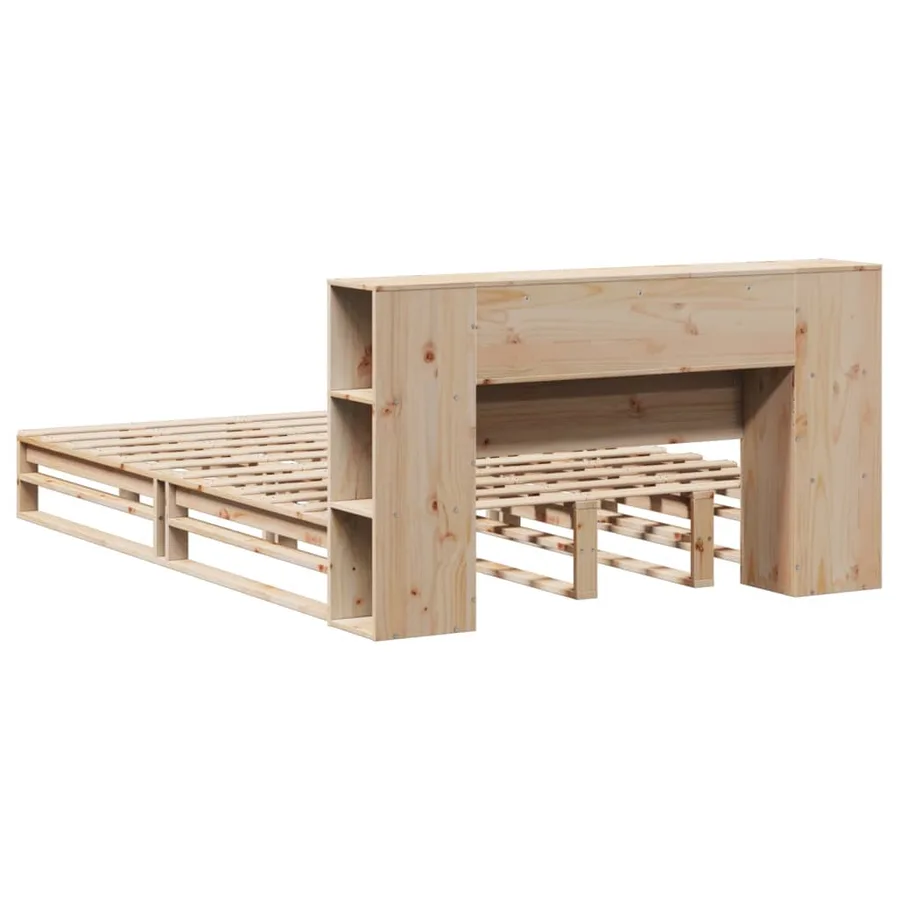 Lit bibliothèque sans matelas 150x200 cm bois massif - 8