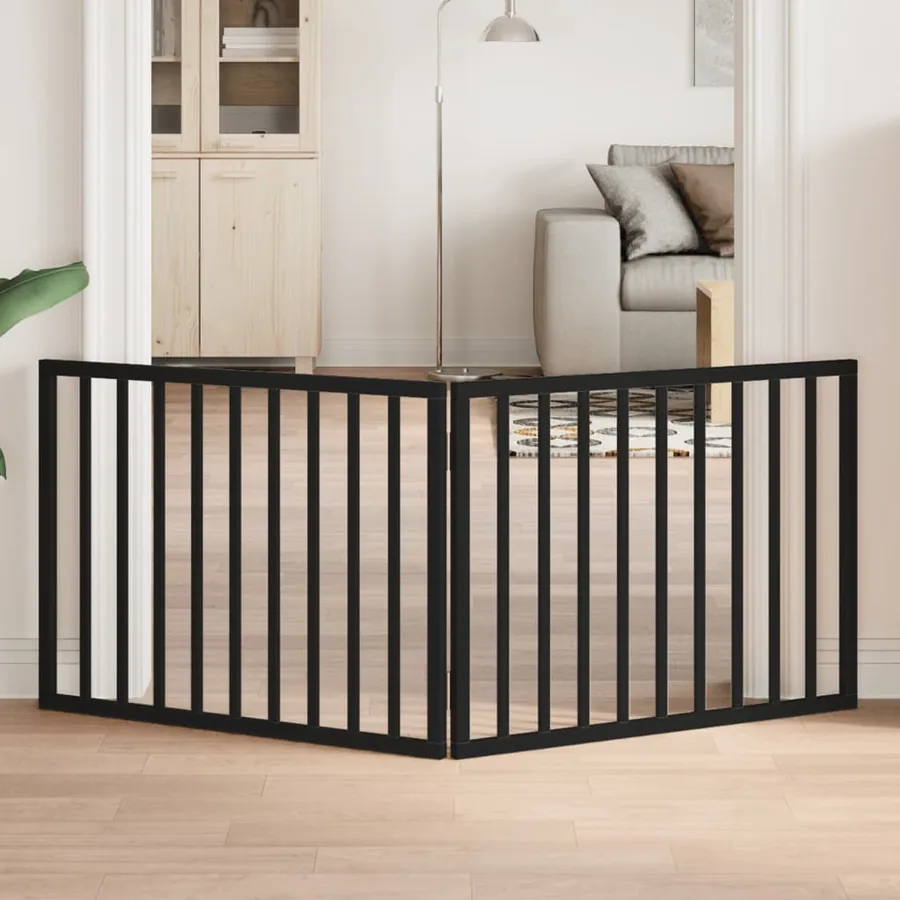Barrière pour chien pliable à 2 panneaux Noir 160 cm Bois de peuplier