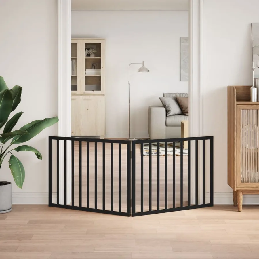 Barrière pour chien pliable à 2 panneaux Noir 160 cm Bois de peuplier - 3