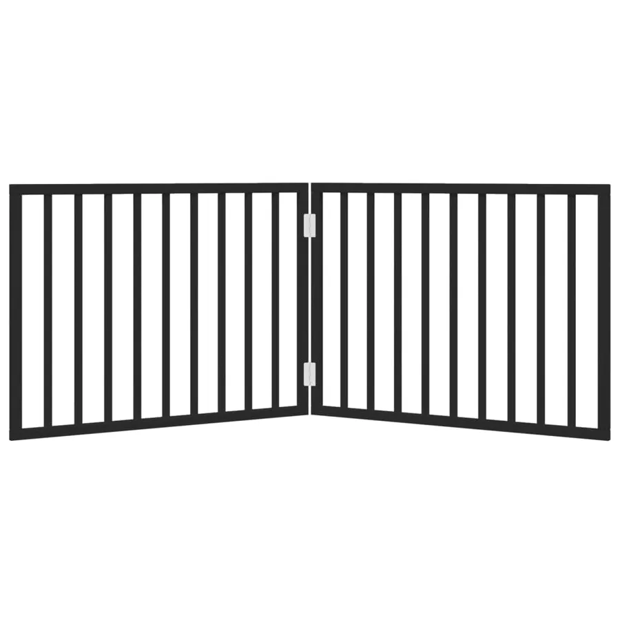 Barrière pour chien pliable à 2 panneaux Noir 160 cm Bois de peuplier - 4