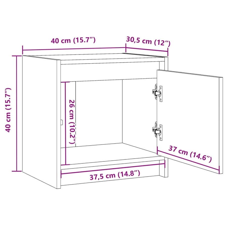 Table de chevet 40x30,5x40 cm bois de pin massif - 11