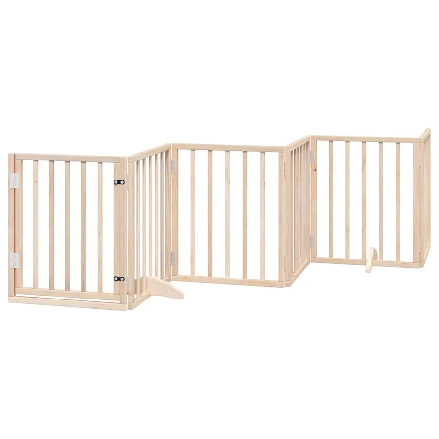 Barrière pour chien porte pliable 15 panneaux bois de peuplier - 4