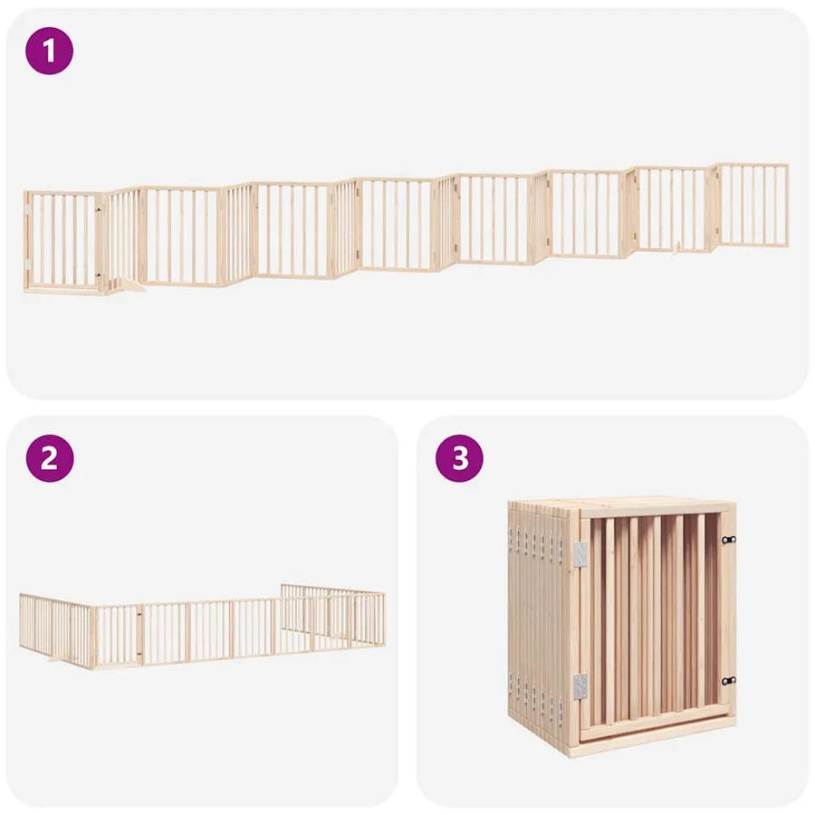 Barrière pour chien porte pliable 15 panneaux bois de peuplier - 6