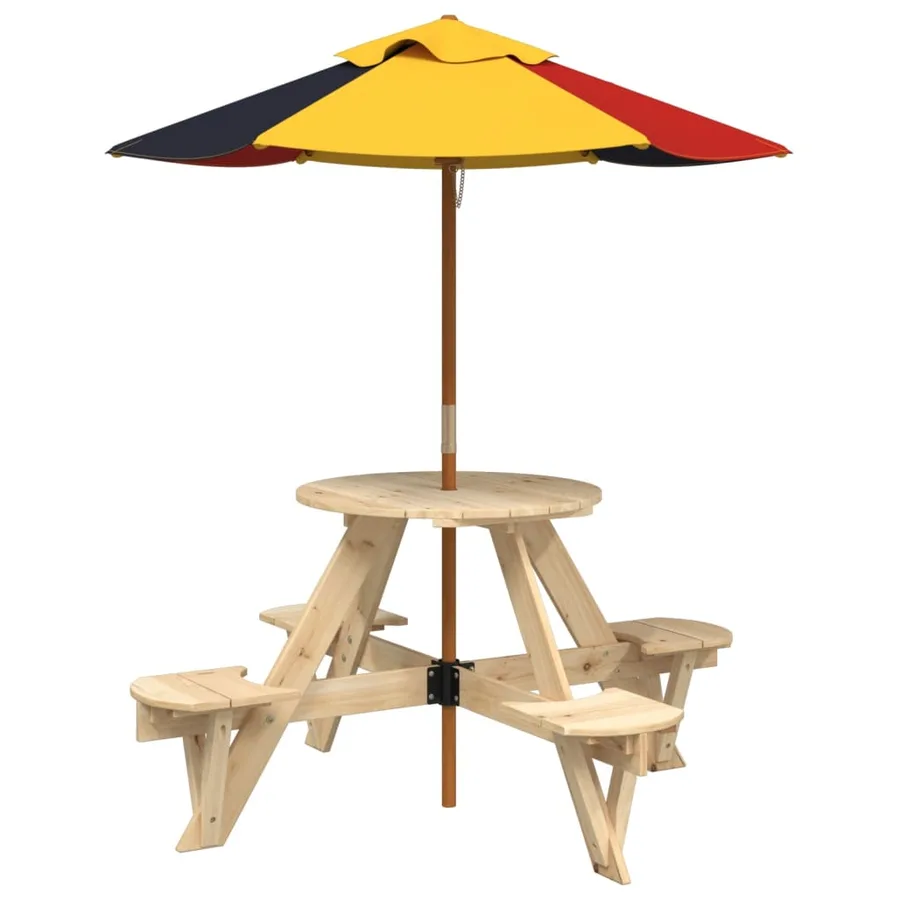 Table de pique-nique pour 4 enfants avec parasol rond sapin - 2