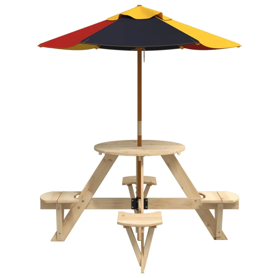 Table de pique-nique pour 4 enfants avec parasol rond sapin - 4