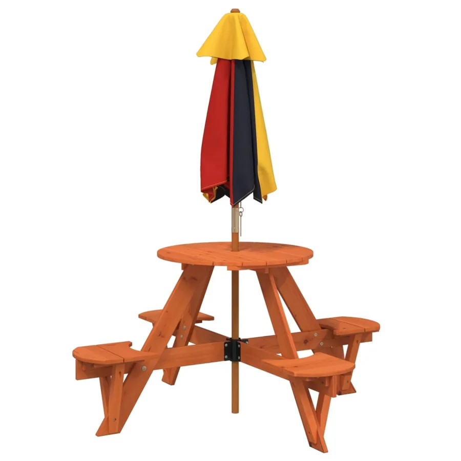 Table de pique-nique pour 4 enfants avec parasol rond sapin - 6