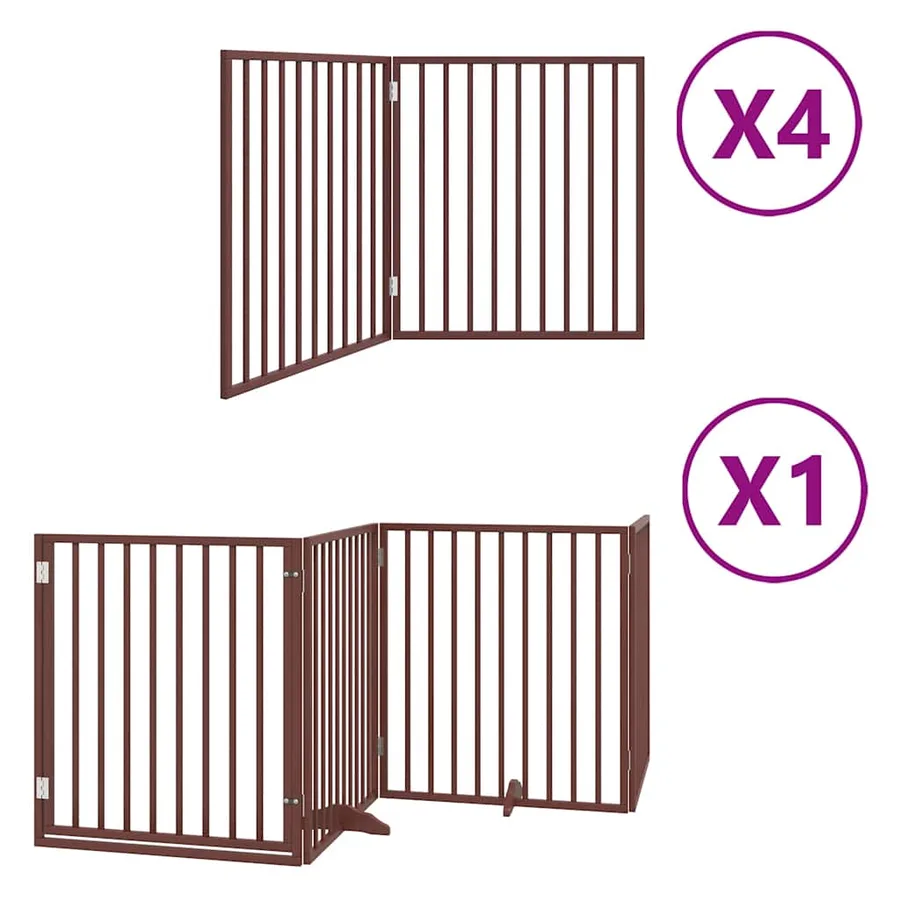 Barrière pour chien porte pliable 12 panneaux bois de peuplier - 2