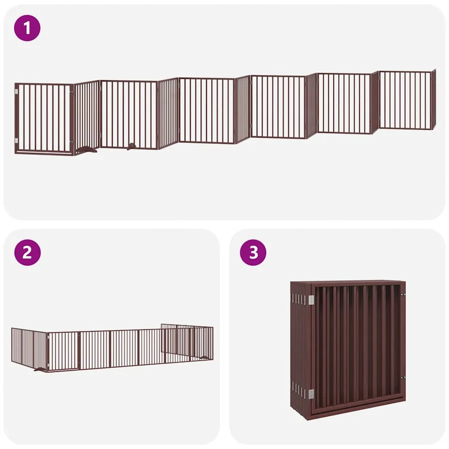 Barrière pour chien porte pliable 12 panneaux bois de peuplier - 5