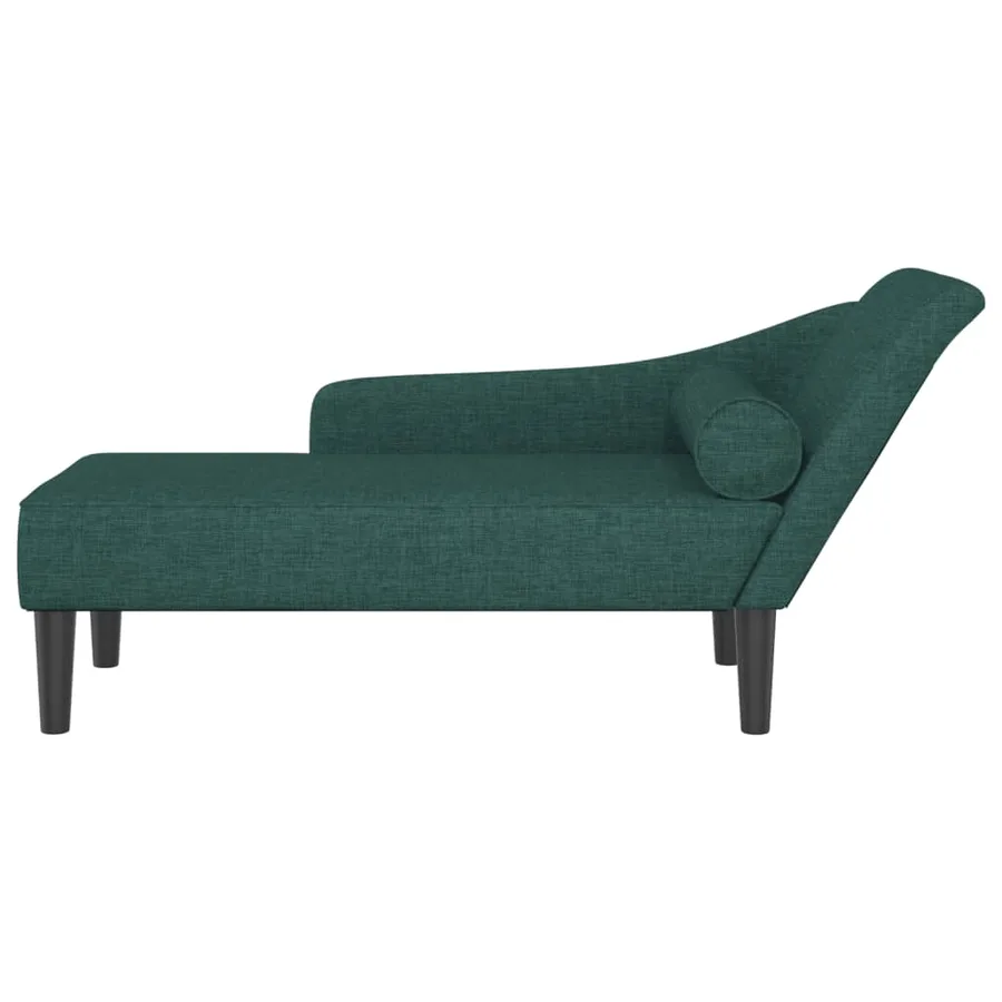 Chaise longue avec coussins vert foncé tissu - 3
