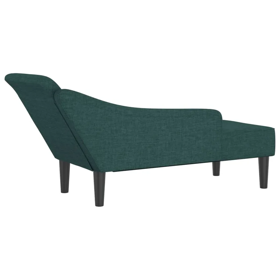 Chaise longue avec coussins vert foncé tissu - 5