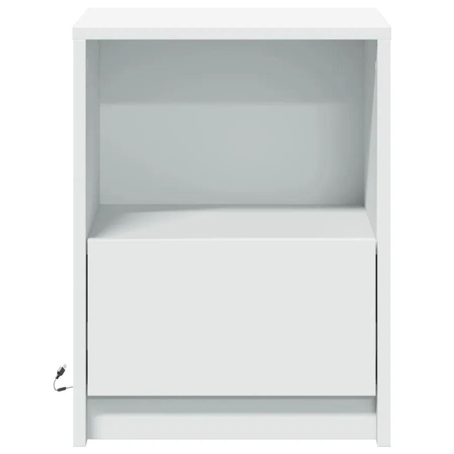 Armoire de chevet avec lumières LED blanc bois d'ingénierie - 6