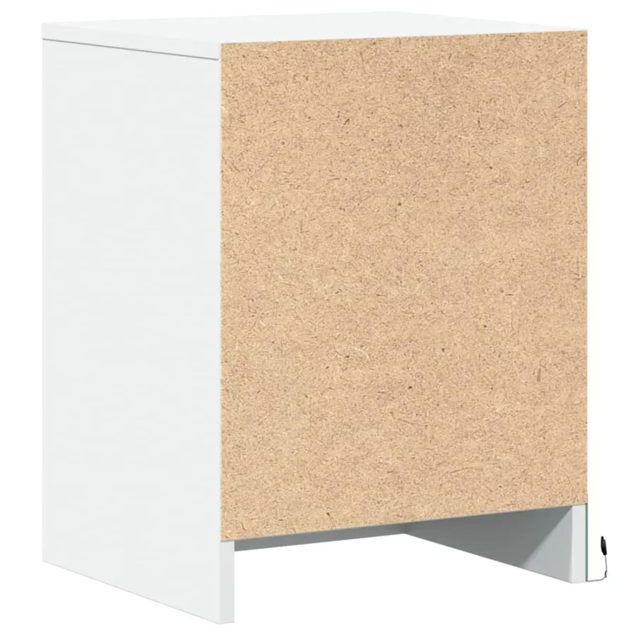 Armoire de chevet avec lumières LED blanc bois d'ingénierie - 8