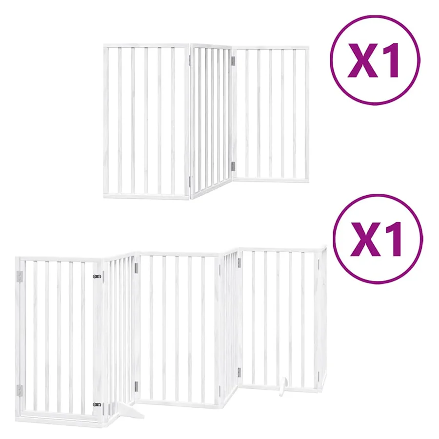 Barrière pour chien porte pliable 9panneaux blanc bois peuplier - 2
