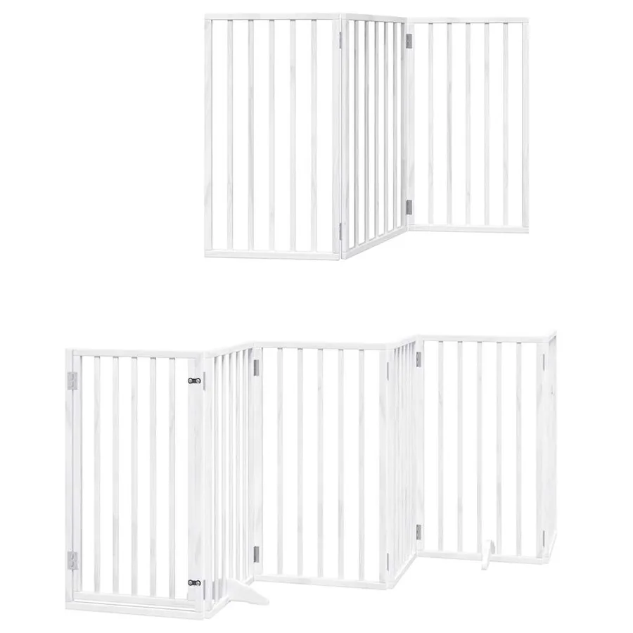 Barrière pour chien porte pliable 9panneaux blanc bois peuplier - 3
